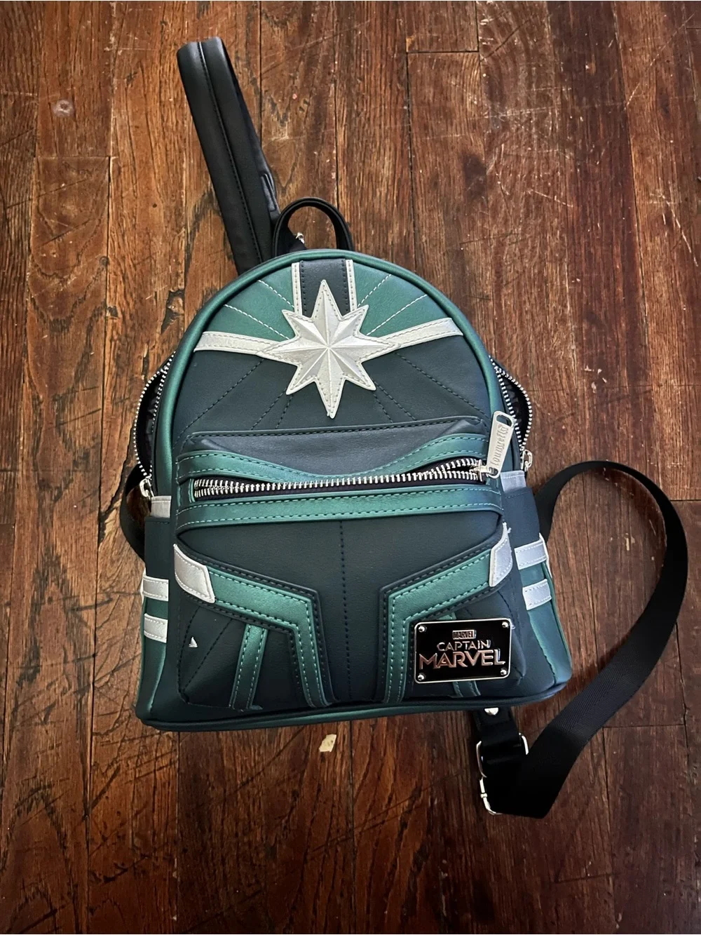Loungefly Captain Marvel Teal and Silver Mini Backpack